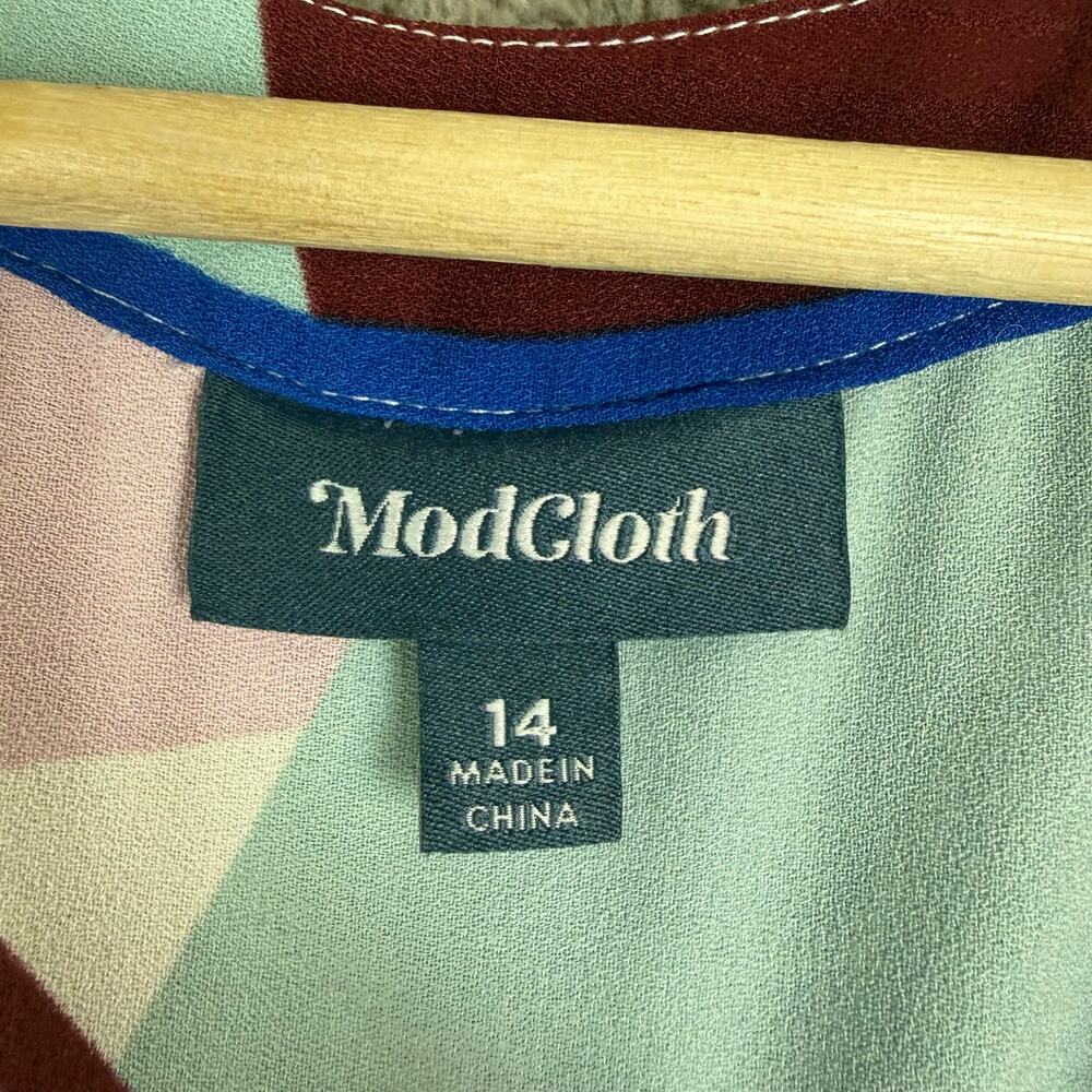 ModCloth Your Time To Shine Geometric Print ColorBlock Maxi Dress 14 Tie Waist - Picture 9 of 10